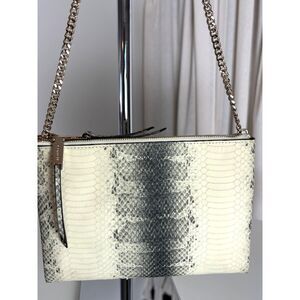 Coach Leather Python Crossbody Bag - Gold Chain, Zippers, Silky Copper Interior